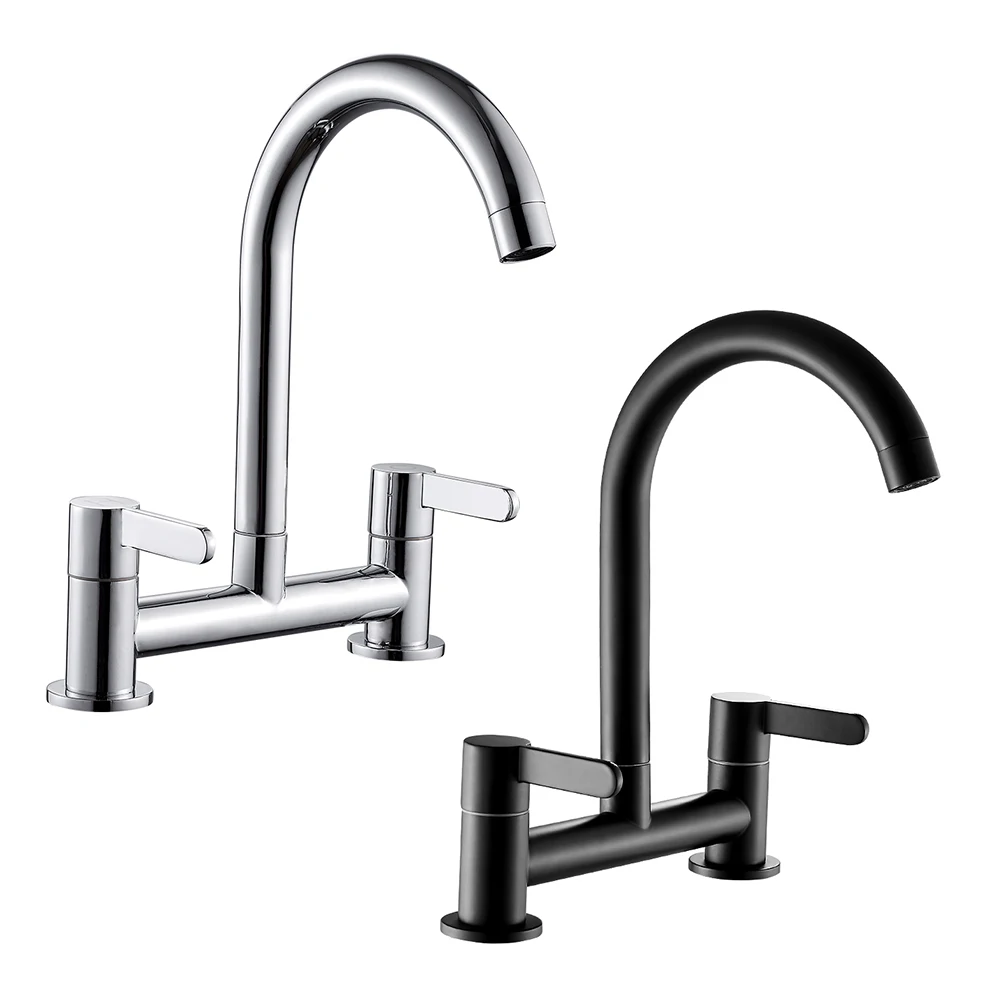 С двумя рычагами смесители для кухонной раковины с поворотным изливом на 360 ° и 2 отверстиями
С двумя рычагами смесители для кухонной раковины с поворотным изливом на 360 ° и 2 отверстиями