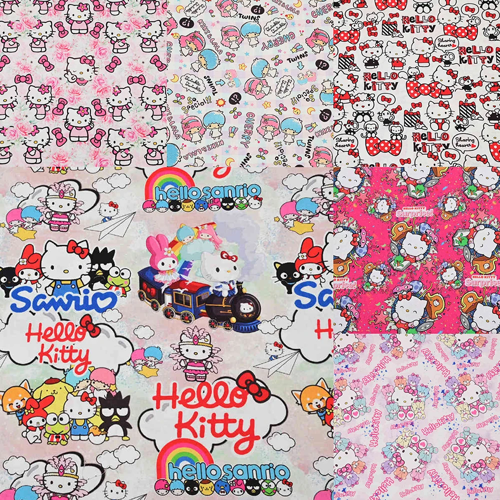 Хлопковая ткань с принтом Hello Kitty Sanrio простой материал для шитья и пэчворка ручной