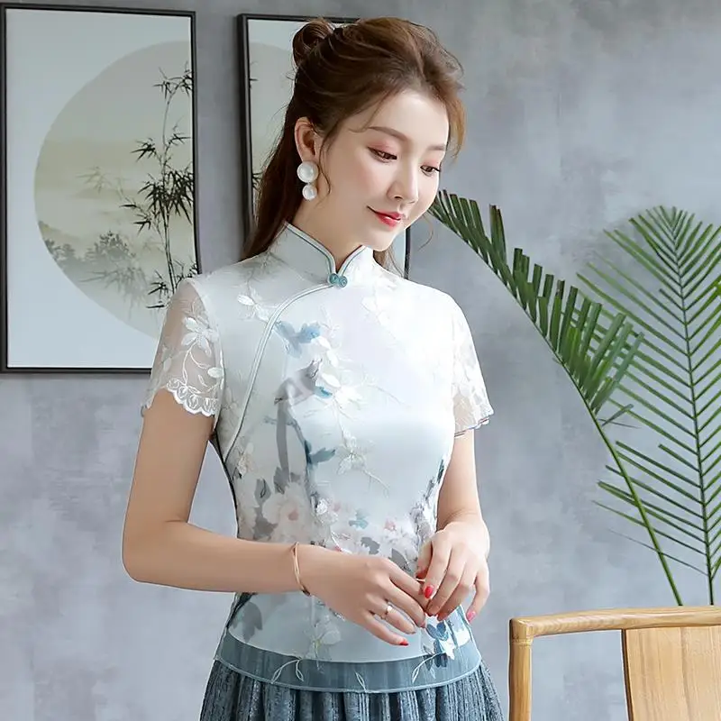 Traditional Chinese Clothing Women's Plus Size Tops 2022 Summer New Fashion Lace Embroidery Cheongsam Tang costume Shirts Woman
Traditional Chinese Clothing Women's Plus Size Tops 2022 Summer New Fashion Lace Embroidery Cheongsam Tang costume Shirts Woman