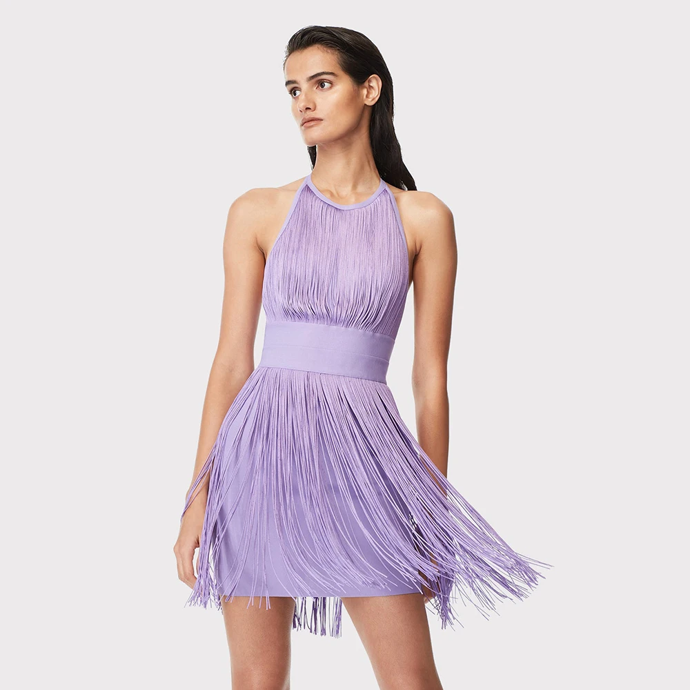 2022 New Summer Women's Sexy Purple Tassel Halter Backless Celebrity Evening Show Party Dresses Women's Fashion Club Dresses
2022 New Summer Women's Sexy Purple Tassel Halter Backless Celebrity Evening Show Party Dresses Women's Fashion Club Dresses