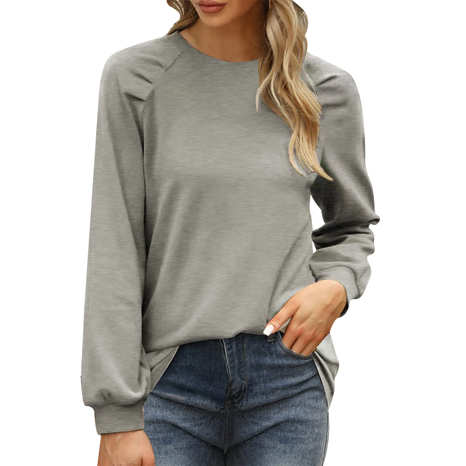 Women Long Sleeve Puff Sleeve Round Neck Pullover Top Solid Color Loose Casual Sweater Dressy Sweater Jacket Women
Women Long Sleeve Puff Sleeve Round Neck Pullover Top Solid Color Loose Casual Sweater Dressy Sweater Jacket Women