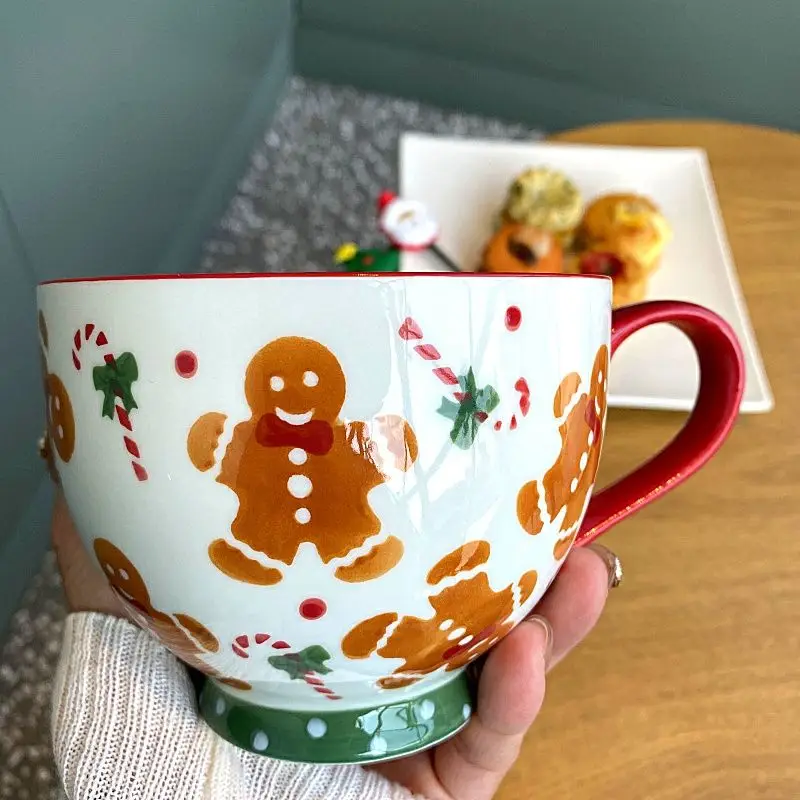 

450ml cute personalized gingerbread man/Santa Claus ceramic coffee mug home tea cup couple mug to send friends Christmas gifts