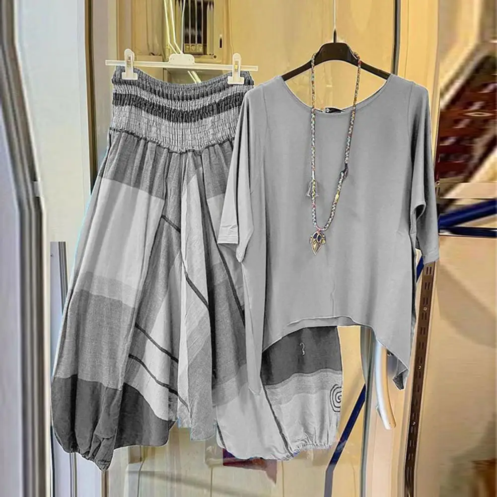 1 Set Women Outfit Casual Elegant Round Neck Irregular Hem Blouse Wide Leg Trousers for Vacation T-shirt Pants T-shirt Pants
1 Set Women Outfit Casual Elegant Round Neck Irregular Hem Blouse Wide Leg Trousers for Vacation T-shirt Pants T-shirt Pants