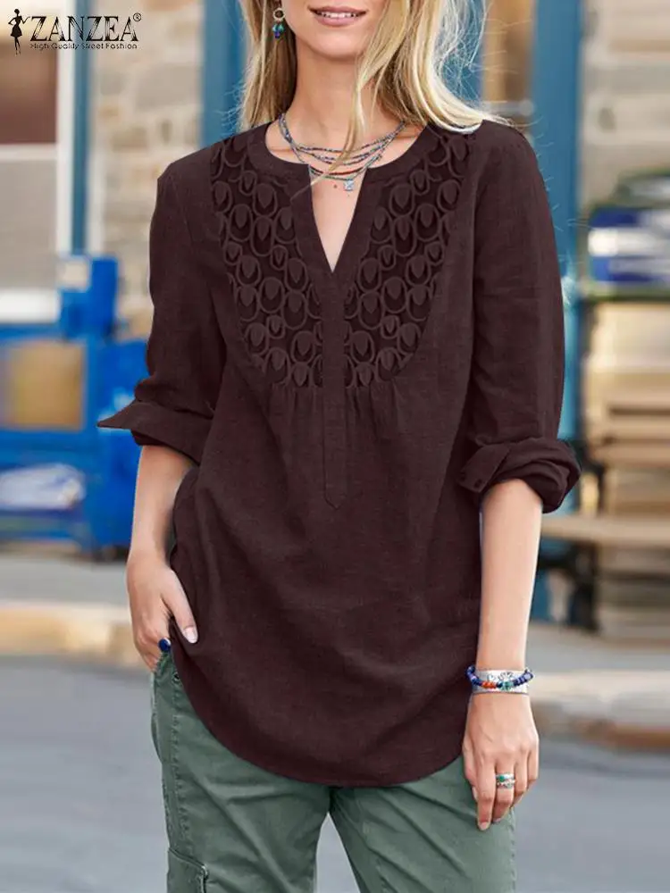 2023 ZANZEA Fashion Summer Women Lace Patchwork Shirt Elegant Loose Casual Blusas Chemise V Neck Long Sleeve Blouse Tunic Tops
2023 ZANZEA Fashion Summer Women Lace Patchwork Shirt Elegant Loose Casual Blusas Chemise V Neck Long Sleeve Blouse Tunic Tops