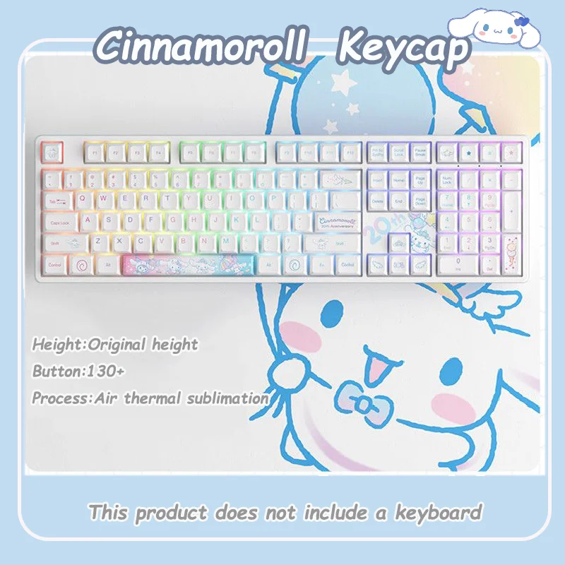 Sanrio Cinnamoroll Full Set Cartoon Keycaps Translucent PBT Thermal Sublimation Mechanical Keyboard Keycaps Keyboard Accessories
Sanrio Cinnamoroll Full Set Cartoon Keycaps Translucent PBT Thermal Sublimation Mechanical Keyboard Keycaps Keyboard Accessories