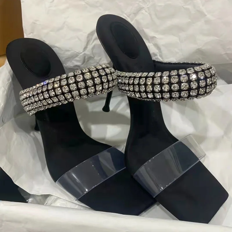 2022 new transparent rhinestone one word with high heel European and American stiletto open toe square toe sandals for women
2022 new transparent rhinestone one word with high heel European and American stiletto open toe square toe sandals for women