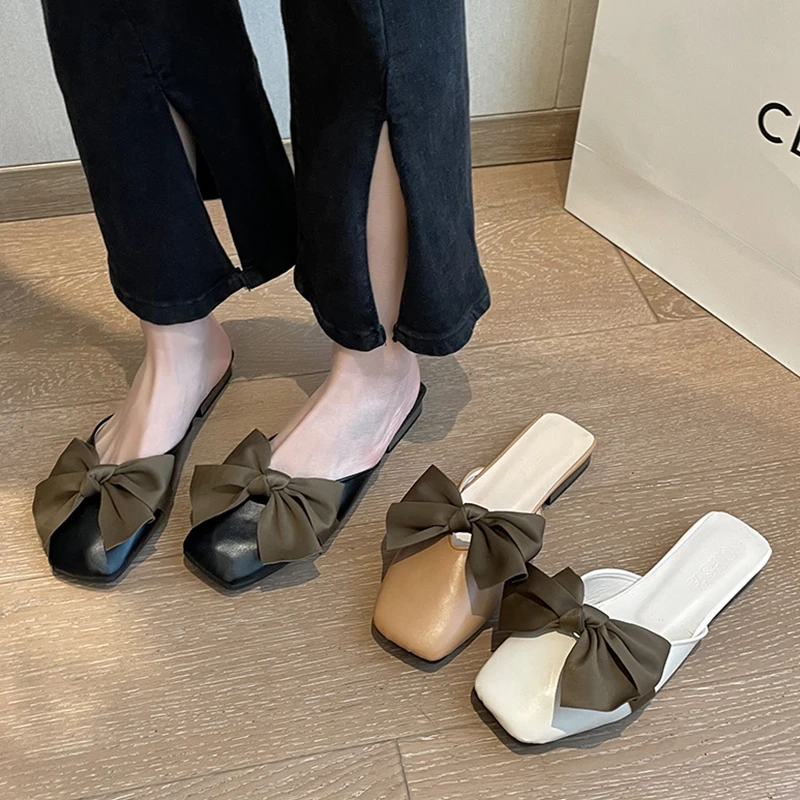 Cover Toe Female Shoes Slippers Casual Low Butterfly-Knot Slides 2022 Luxury Square Soft Flat Rubber PU Butterfly-knot Basic
Cover Toe Female Shoes Slippers Casual Low Butterfly-Knot Slides 2022 Luxury Square Soft Flat Rubber PU Butterfly-knot Basic