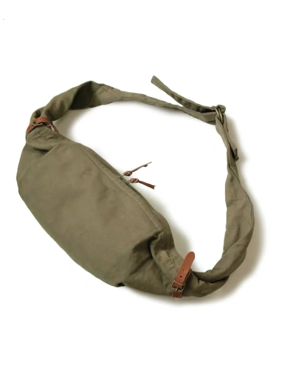 

Kapital Japan Military Style Army Green Sun Tide Canvas Single Shoulder Diagonal Span Cow Leather Vagrant Bag