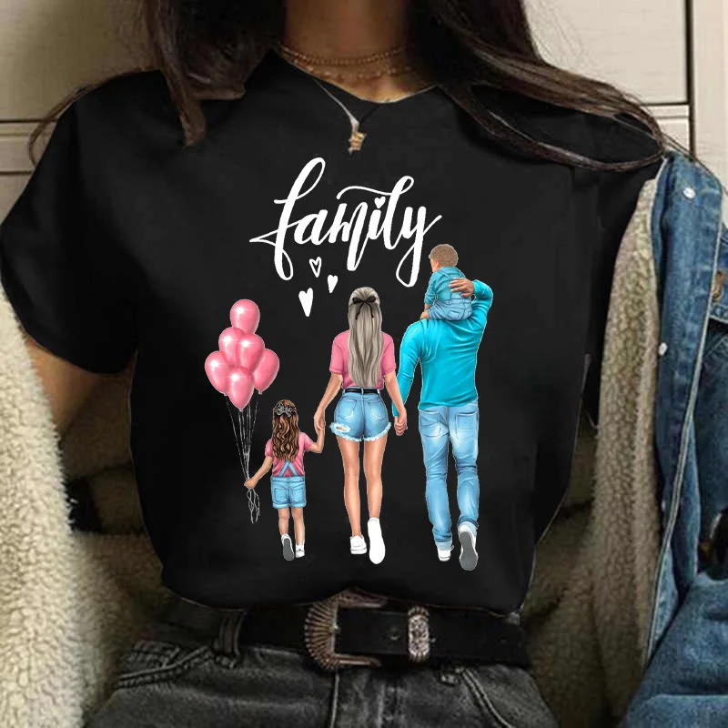 Popular Black Clothes For Women Tee-Shirt Mom Mother And Children Summer Aesthetic Feminine T-Shirt Elegant Ladies Ropa Mujer
Popular Black Clothes For Women Tee-Shirt Mom Mother And Children Summer Aesthetic Feminine T-Shirt Elegant Ladies Ropa Mujer