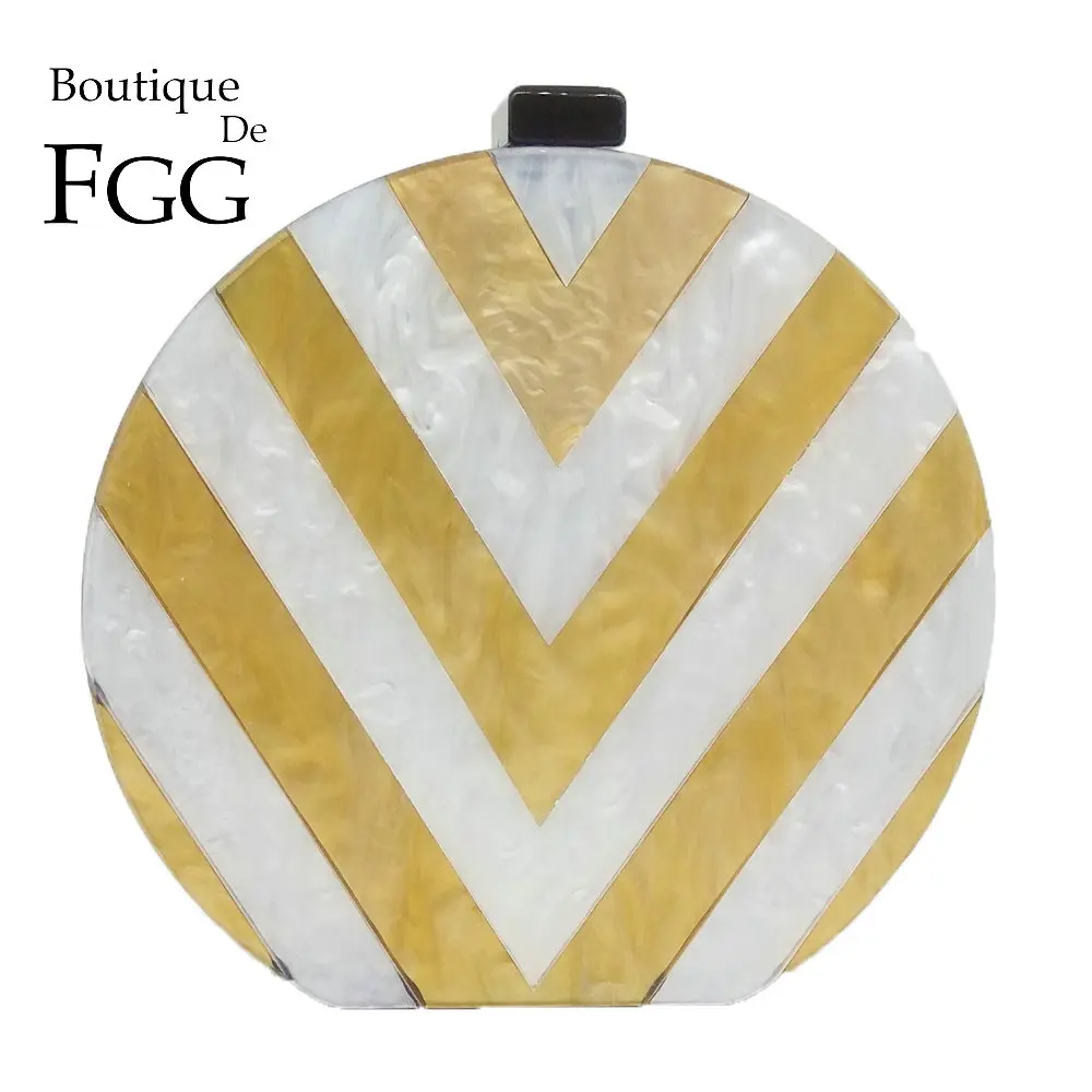

Boutique De FGG Round Women Acrylic Clutch Evening Bags Party Dinner Cocktail Handbags Shoulder Crossbody Bag