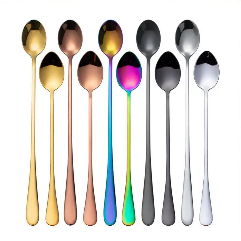 

19cm Stainless Steel Spoon Long Handle Pointed Dessert Ice Cream Coffee Spoon Ice Scoop Cocktail Stir Wine Spoon Coffee Scoops