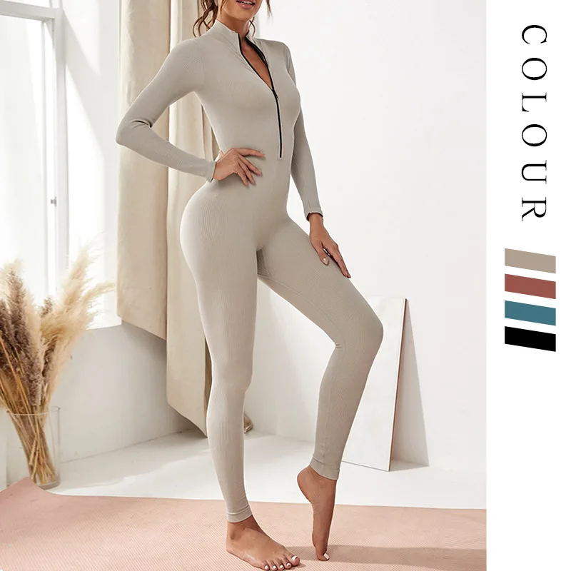 Seamless Zipper Long One-piece Yoga Suit Set Solid Color Gym Running Thread Bodybuilding Dance One-piece Suit
Seamless Zipper Long One-piece Yoga Suit Set Solid Color Gym Running Thread Bodybuilding Dance One-piece Suit