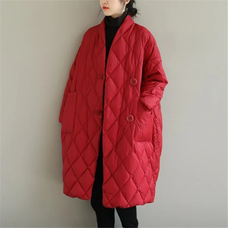Literature Big Size Autumn Winter Down Cotton Jacket Female Long Loose Light Thick Bread Clothing Women's Casual Quilted Jackets
Literature Big Size Autumn Winter Down Cotton Jacket Female Long Loose Light Thick Bread Clothing Women's Casual Quilted Jackets