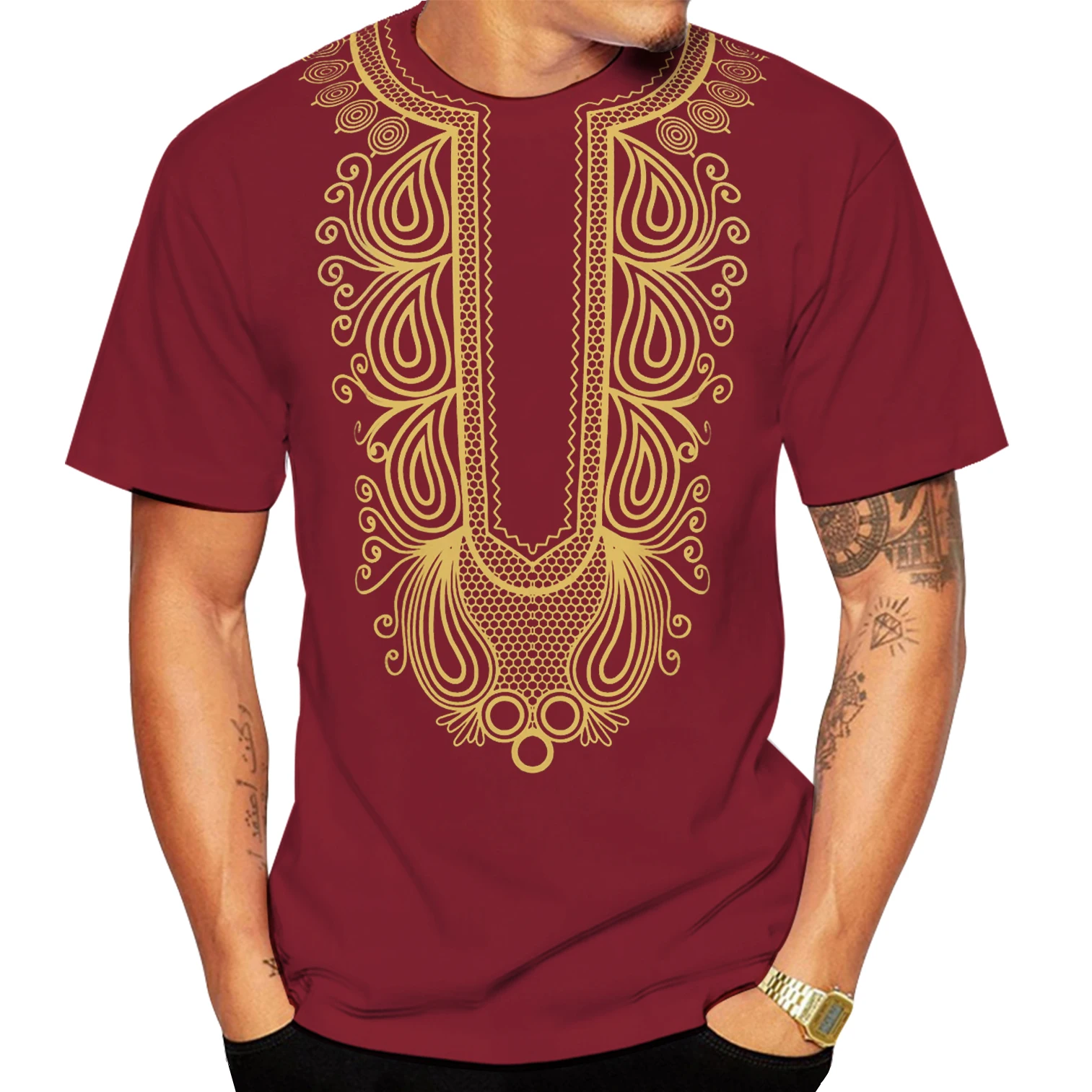 Fashionable Men's T-shirt African Style Gold Stamping 3D Printing Casual Short Sleeved Loose Size T-shirt Top Camouflage, Fashio
Fashionable Men's T-shirt African Style Gold Stamping 3D Printing Casual Short Sleeved Loose Size T-shirt Top Camouflage, Fashio