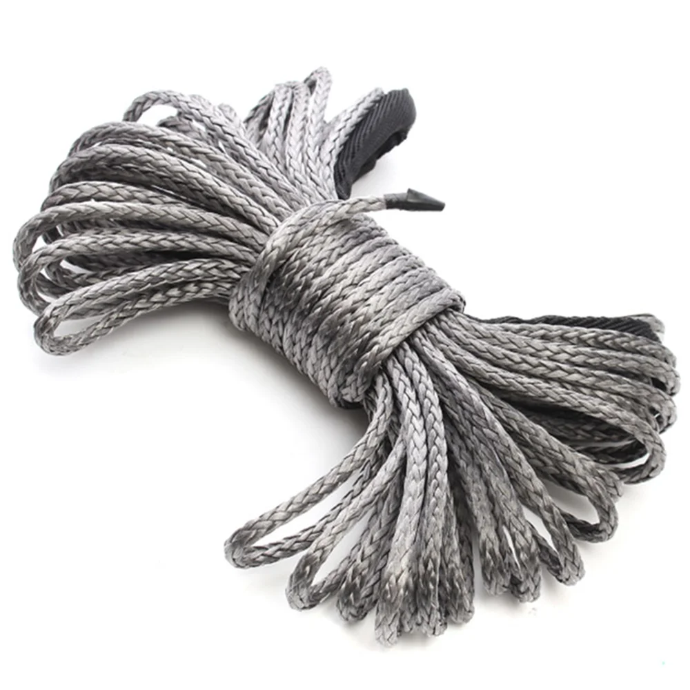 

15m 7700LBs Synthetic Winch Line Cable with Sheath Car Wash Maintenance Auto String ATV UTV Capstan Gray Blue Jeep Towing Rope