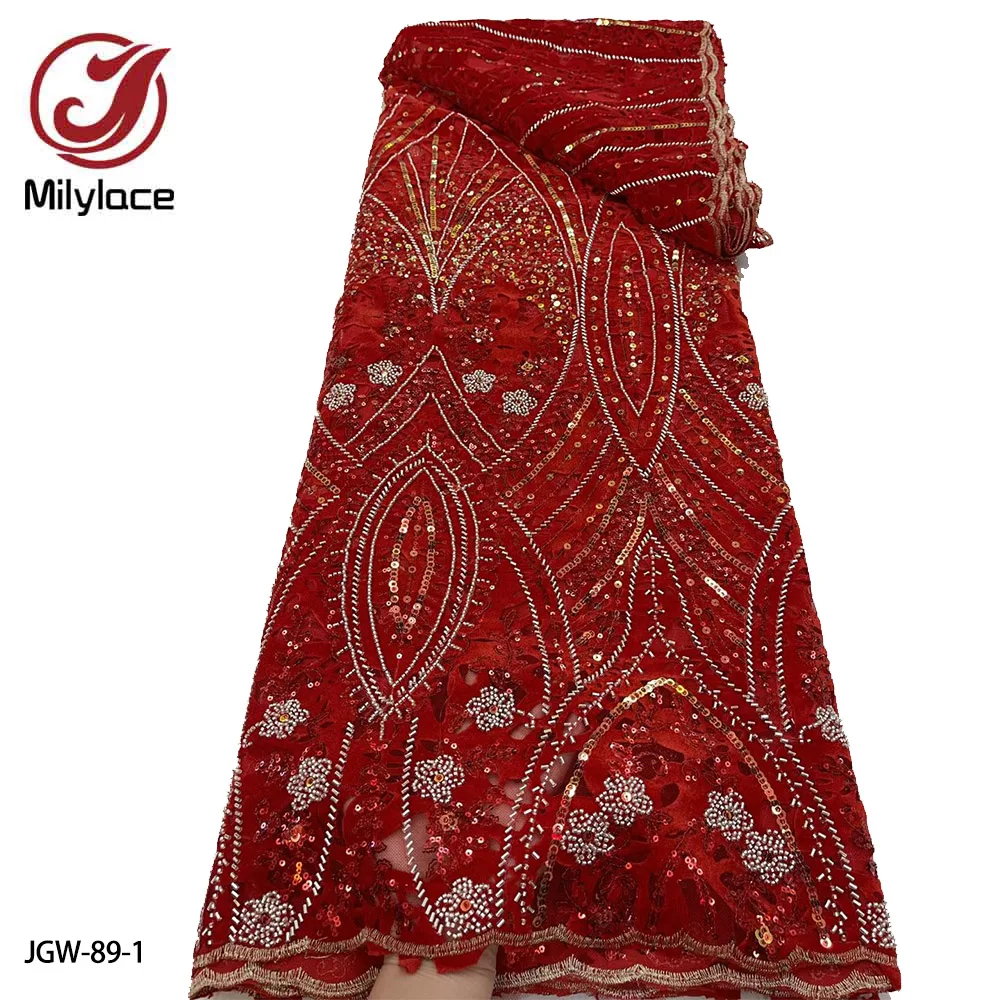 African Sequins Lace Fabric Luxury French Nigerian Beaded Mesh Lace Fabric for Wedding Dress JGW-89
African Sequins Lace Fabric Luxury French Nigerian Beaded Mesh Lace Fabric for Wedding Dress JGW-89