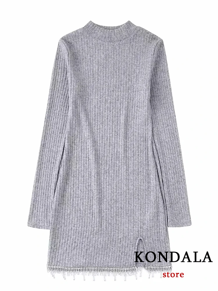 KONDALA Chic Solid Grey Tassel Sheath Mini Women Dress Long Sleeve Split Sexy Autumn Dress Fashion 2022 Y2K Casual Vestidos
KONDALA Chic Solid Grey Tassel Sheath Mini Women Dress Long Sleeve Split Sexy Autumn Dress Fashion 2022 Y2K Casual Vestidos