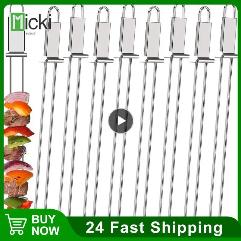 430 Stainless Steel Portable Outdoor Barbecue Fork Round Fork Baking Stick Barbecue Skewers With Long Wooden Handles Reusable
430 Stainless Steel Portable Outdoor Barbecue Fork Round Fork Baking Stick Barbecue Skewers With Long Wooden Handles Reusable