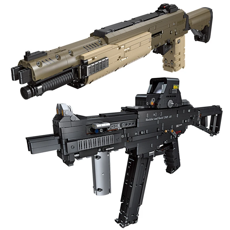 60cm Military UMP45 Submachine Gun STF12 Shotgun Model Building Blocks Assembly Technical Bricks Toys for Boys Birthday Gifts
60cm Military UMP45 Submachine Gun STF12 Shotgun Model Building Blocks Assembly Technical Bricks Toys for Boys Birthday Gifts