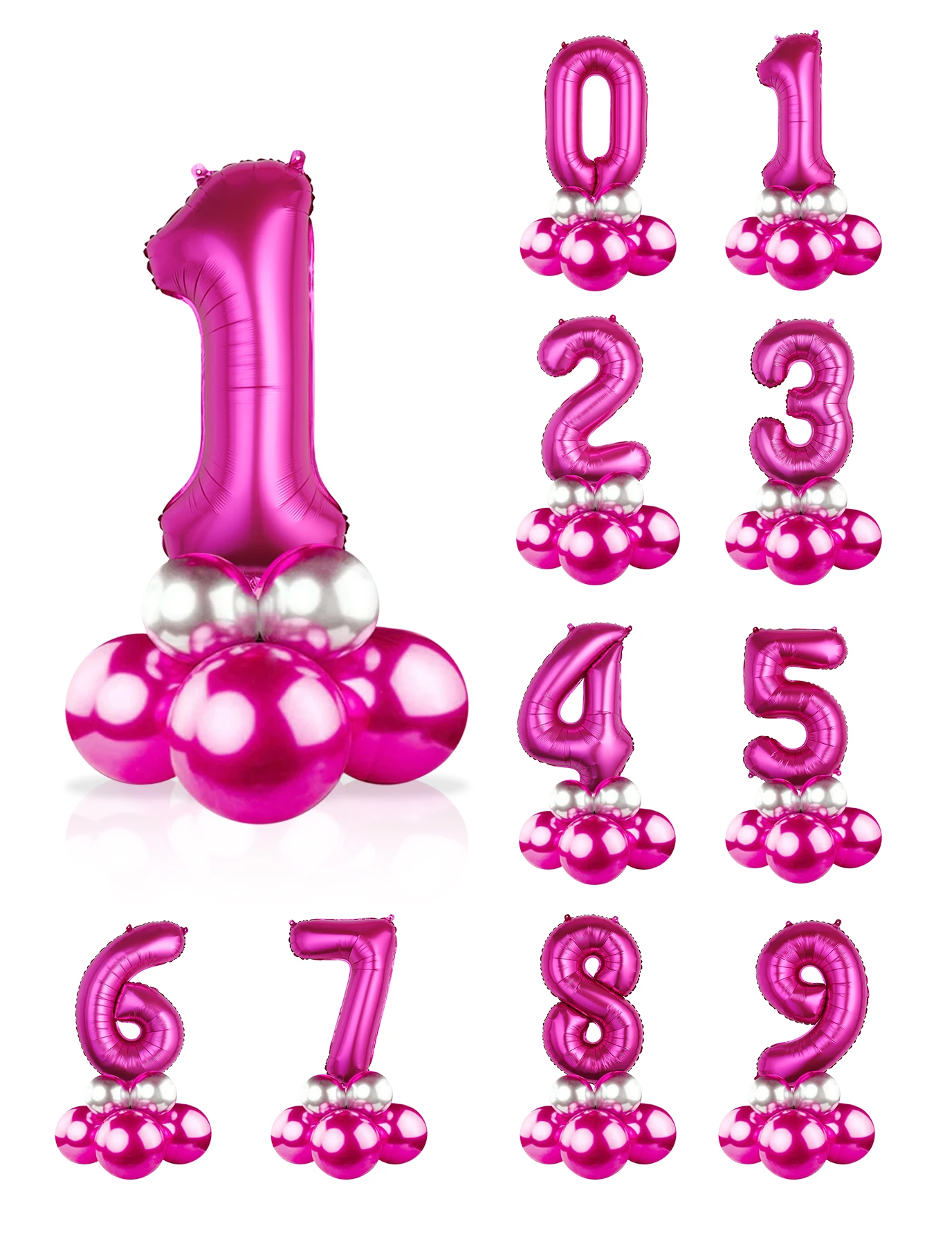 Набор из 9 ярко-розовых шаров с цифрами 0-9
Набор из 9 ярко-розовых шаров с цифрами 0-9