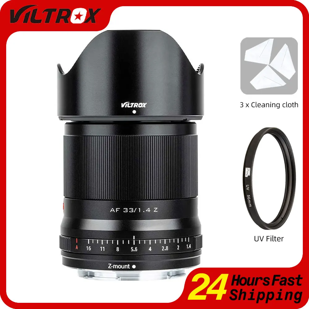 Viltrox 33mm f1.4 APS-C Auto Focus Large Aperture Portrait Lens for Nikon Z Mount Camera Lente ZFC Z50 Z5 Z6 Z7 Z7II
Viltrox 33mm f1.4 APS-C Auto Focus Large Aperture Portrait Lens for Nikon Z Mount Camera Lente ZFC Z50 Z5 Z6 Z7 Z7II