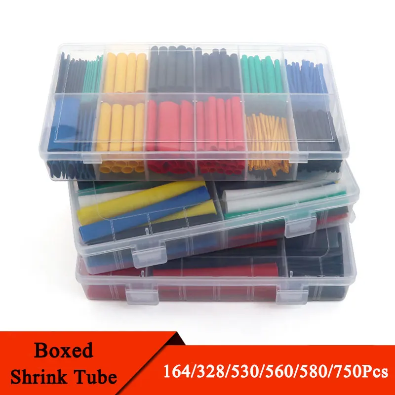 

102-750pcs 2:1 Thermoresistant Tube Heat Shrink Wrapping Kit Assorted Wire Cable Insulation Sleeving 3:1 Heat Shrink Tube set