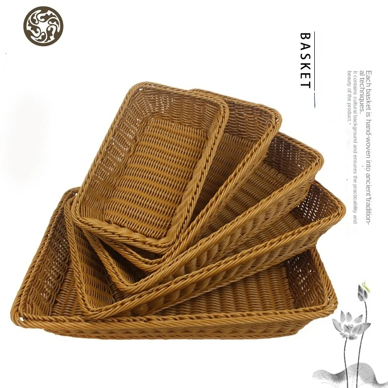 Manual Imitation Rattan Woven Basket Laundry Bread Storage Fruit Plastic Organizer Multipurpose Rattan Basket
Manual Imitation Rattan Woven Basket Laundry Bread Storage Fruit Plastic Organizer Multipurpose Rattan Basket