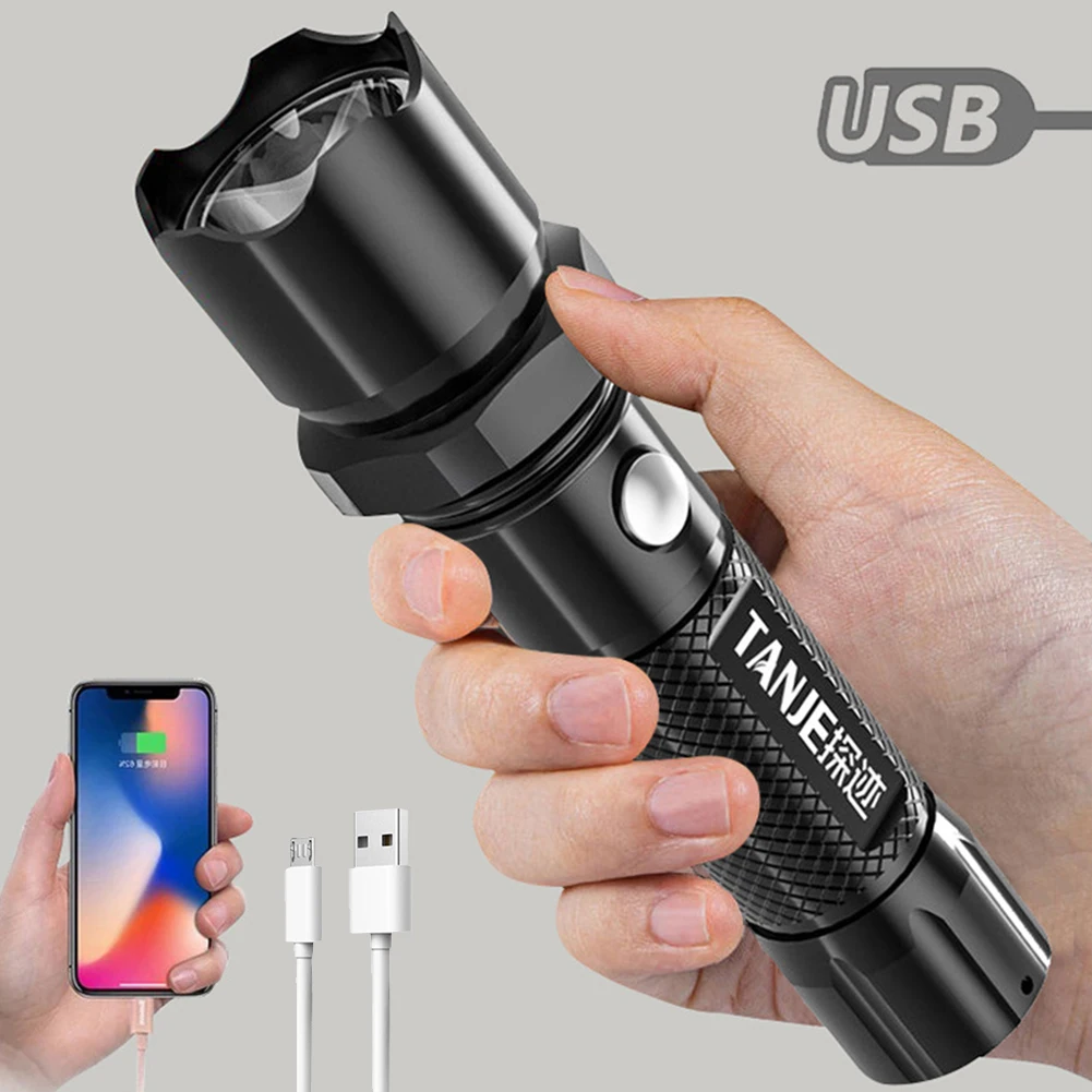 LED Flash Light Portable Camping Flashlight USB Rechargeable Life Waterproof for Travel Hiking Adventure Emergency
LED Flash Light Portable Camping Flashlight USB Rechargeable Life Waterproof for Travel Hiking Adventure Emergency