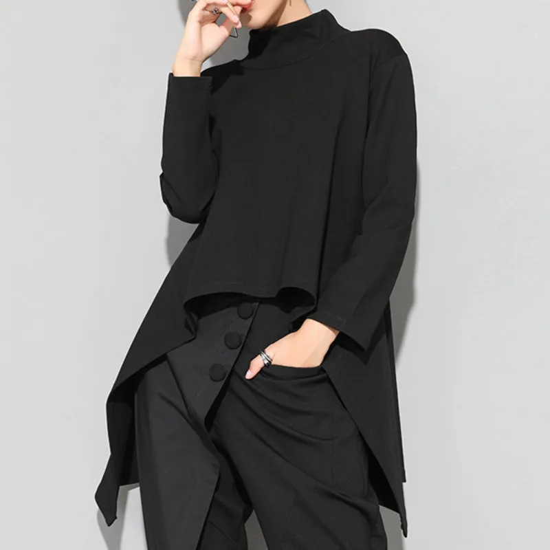 XUXI Stand-Collar Pullover Personalized T-shirt Women Long Sleeve Thin Loose Fashion Irregular T Shirt Spring Autumn 2021 E4708
XUXI Stand-Collar Pullover Personalized T-shirt Women Long Sleeve Thin Loose Fashion Irregular T Shirt Spring Autumn 2021 E4708
