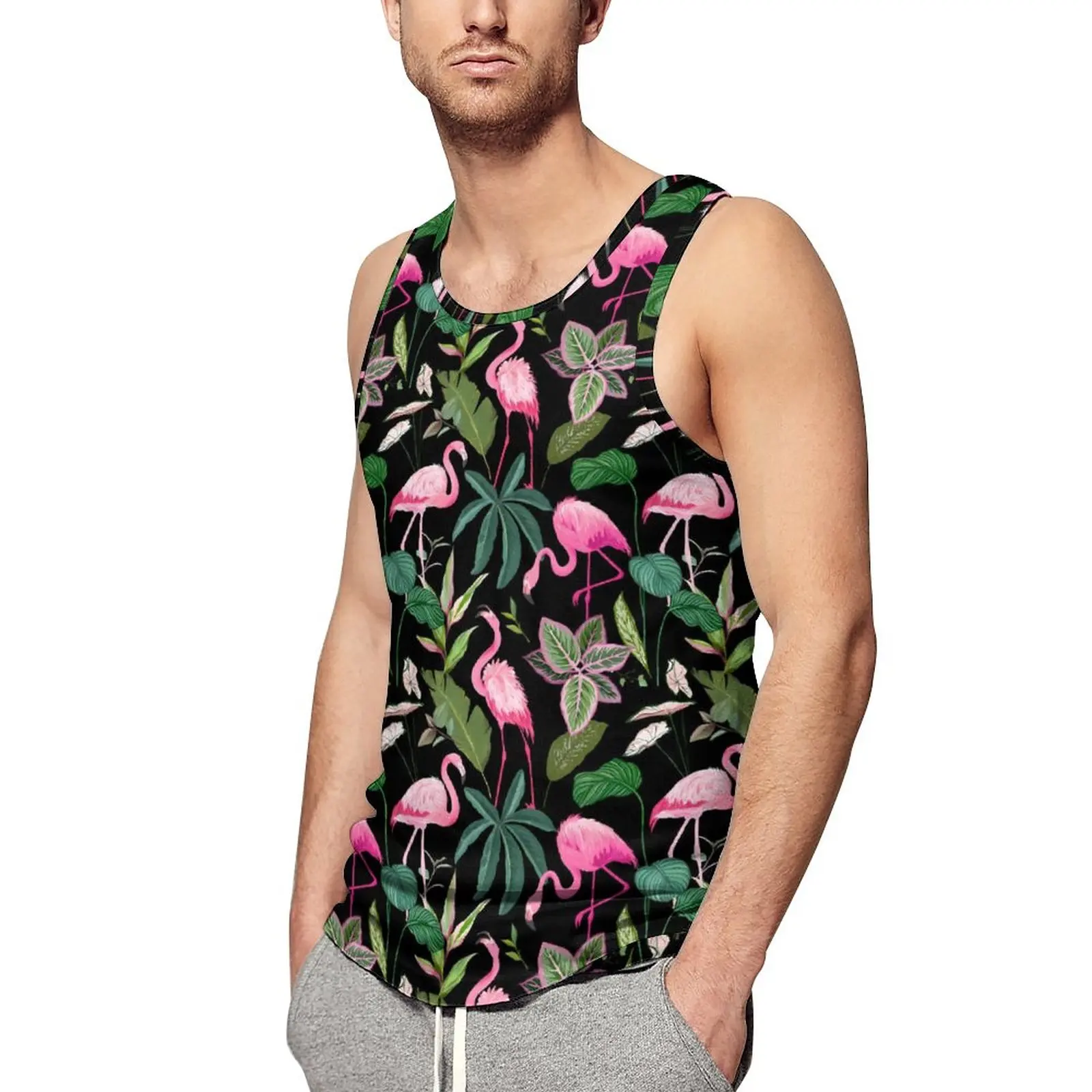 Tropical Birds Summer Tank Top Pink Flamingo Print Gym Tops Males Graphic Sportswear Sleeveless Shirts Plus Size 
Tropical Birds Summer Tank Top Pink Flamingo Print Gym Tops Males Graphic Sportswear Sleeveless Shirts Plus Size