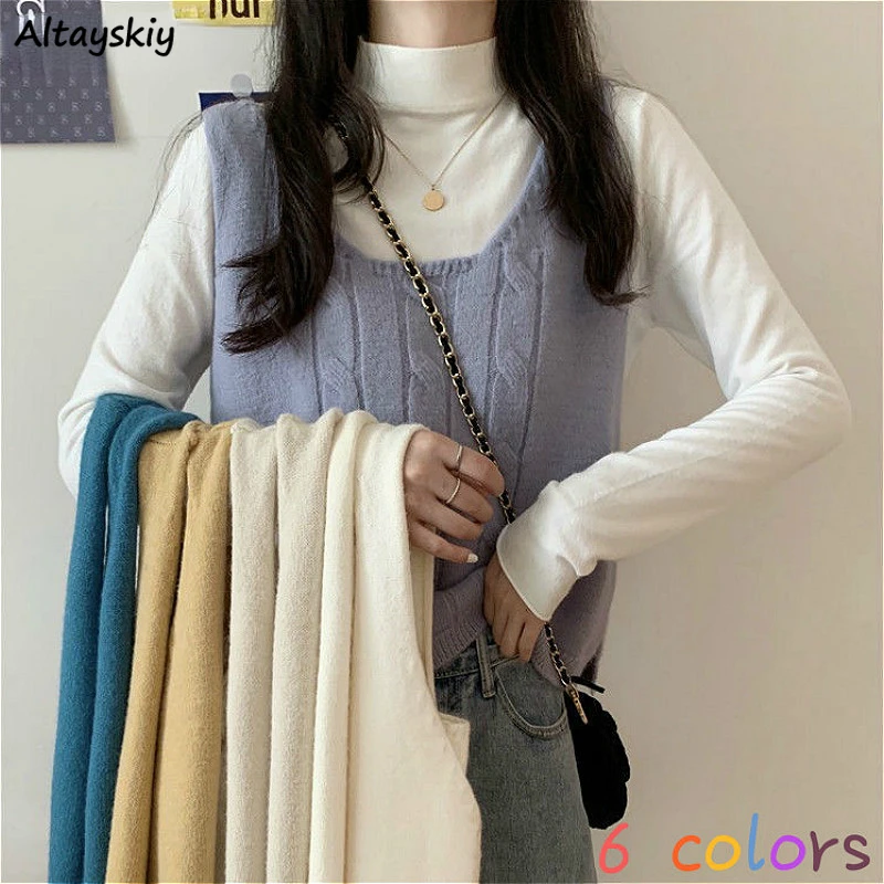 Жилет женский Повседневный Без Рукавов, стильная Базовая однотонная Дамская одежда, популярный свитер для отдыха в колледже, вязаная нежная одежда, Ulzzang
Жилет женский Повседневный Без Рукавов, стильная Базовая однотонная Дамская одежда, популярный свитер для отдыха в колледже, вязаная нежная одежда, Ulzzang