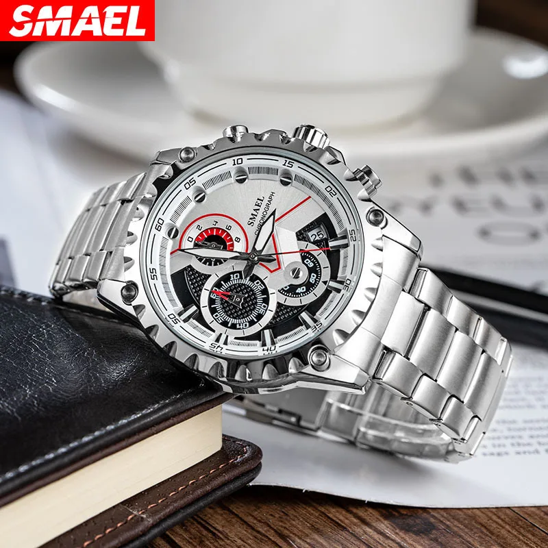 

Smael Smael Popular Multi-Function Watch Business Fashion Waterproof Timing Quartz Watch Steel Belt Men's Watch