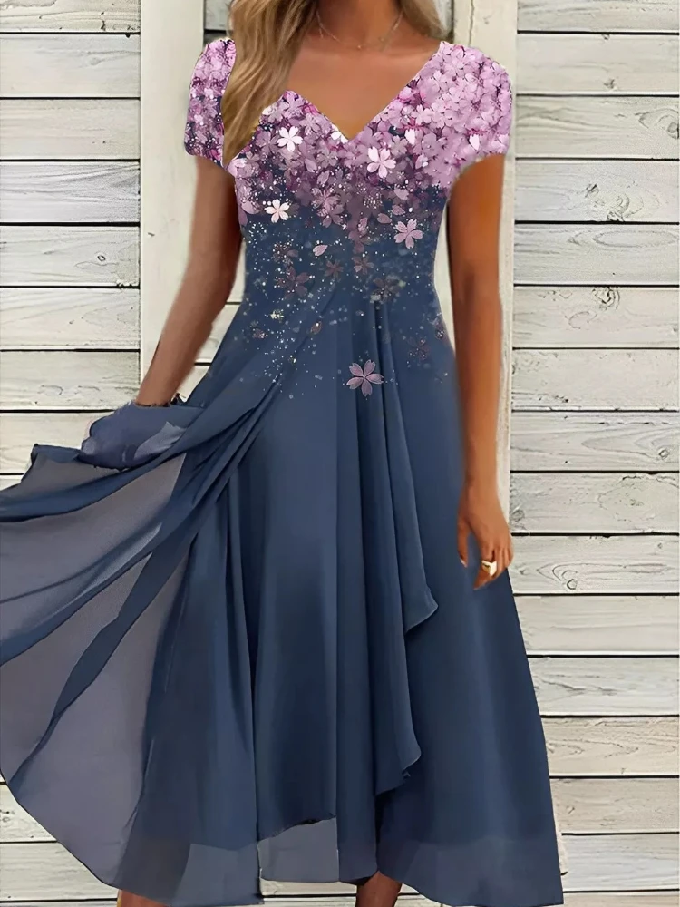 Summe Chiffon Party Dress for Women Clothing Cascading Ruffle Irregular V Neck Dress Female Elegant Midi Dresses Birthday Women
Summe Chiffon Party Dress for Women Clothing Cascading Ruffle Irregular V Neck Dress Female Elegant Midi Dresses Birthday Women
