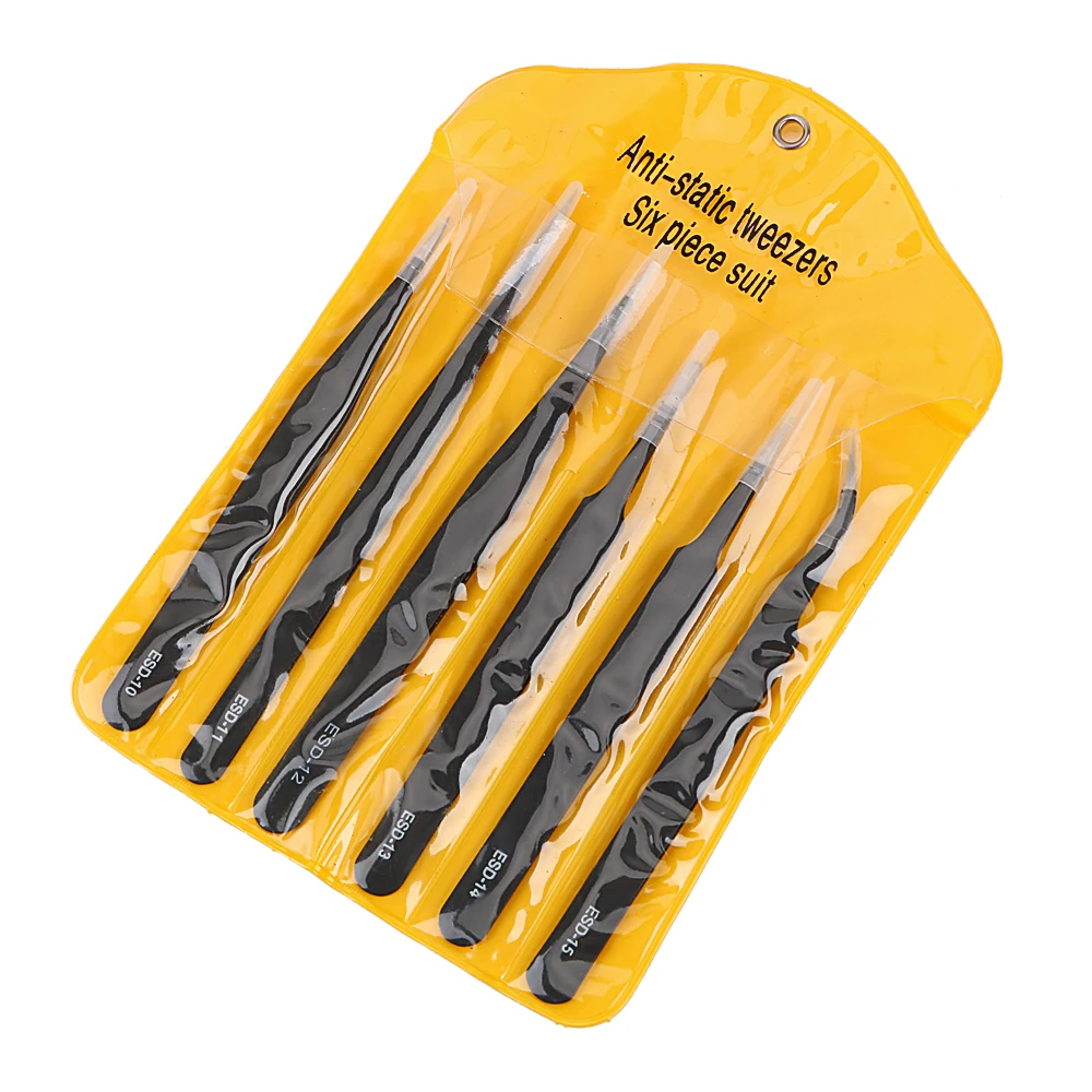 DIYWORK Industrial Repair Tweezers Tweezers Set Precision 6Pcs/Set for Watch Jewelry Mobile Phone Electronics Anti Static
DIYWORK Industrial Repair Tweezers Tweezers Set Precision 6Pcs/Set for Watch Jewelry Mobile Phone Electronics Anti Static