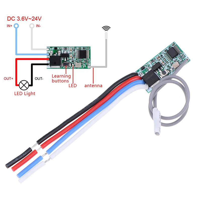 DIY 433 Mhz 1CH RF Relay Receiver Universal Wireless Remote Control Switch Micro Module LED Light Controller DC 3.6V-24V
DIY 433 Mhz 1CH RF Relay Receiver Universal Wireless Remote Control Switch Micro Module LED Light Controller DC 3.6V-24V