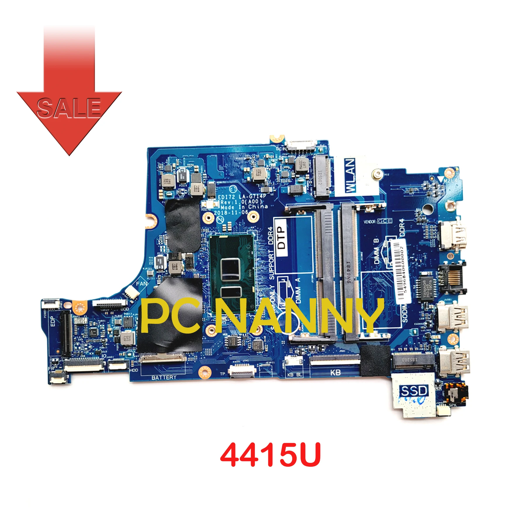 PCNANNY для Dell vostro 3581 3481 3584 3781 материнская плата для ноутбука EDI72 LA-G714P 3865U 4415U процессор 0PY36Y PY36Y 7V7RC 07V7RCmai
PCNANNY для Dell vostro 3581 3481 3584 3781 материнская плата для ноутбука EDI72 LA-G714P 3865U 4415U процессор 0PY36Y PY36Y 7V7RC 07V7RCmai