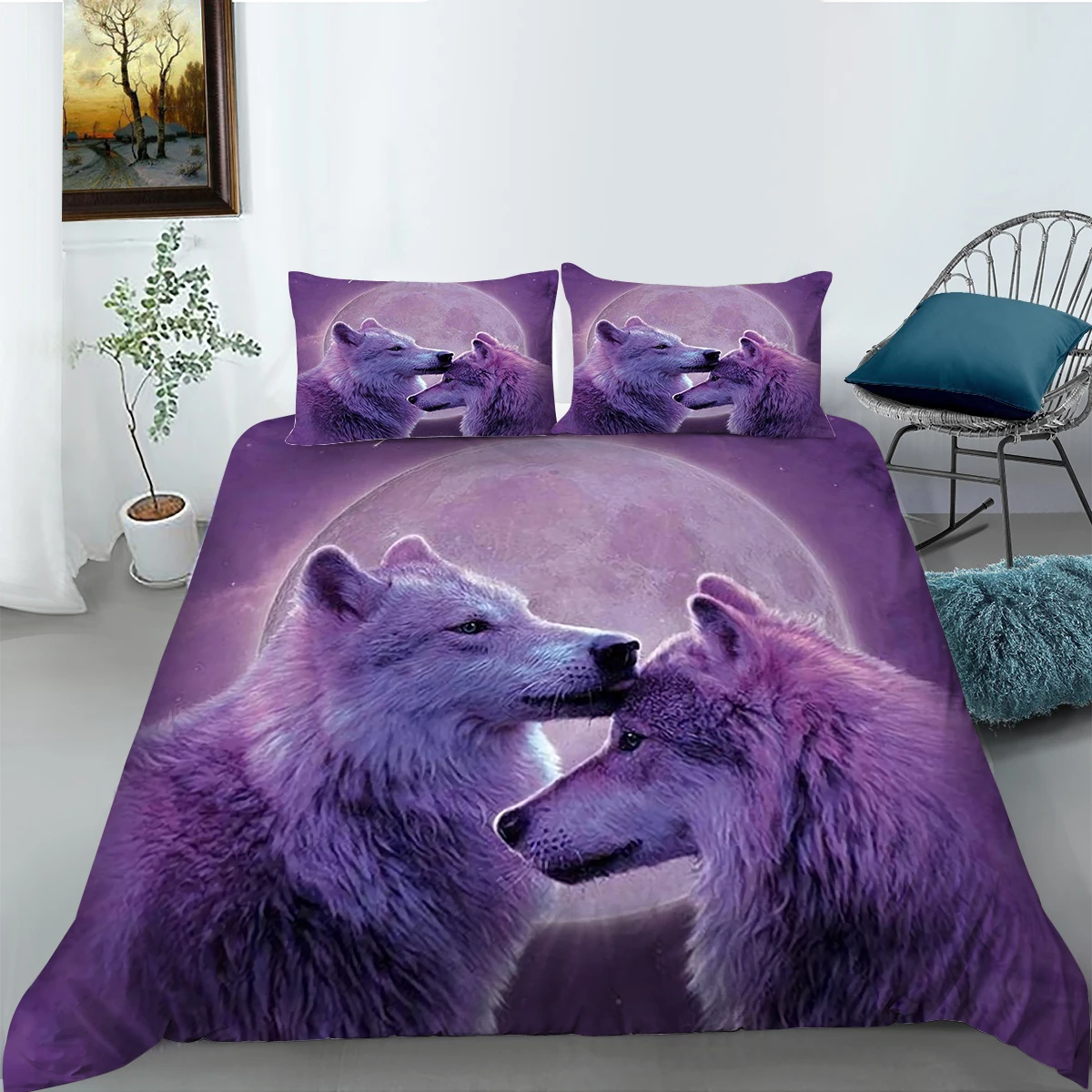 European Pattern Hot Sale Bed Linen Soft Bedding Set 3d Digital Wolves Printing 2/3pcs Duvet Cover Set ES/DE/EU/US Size
European Pattern Hot Sale Bed Linen Soft Bedding Set 3d Digital Wolves Printing 2/3pcs Duvet Cover Set ES/DE/EU/US Size