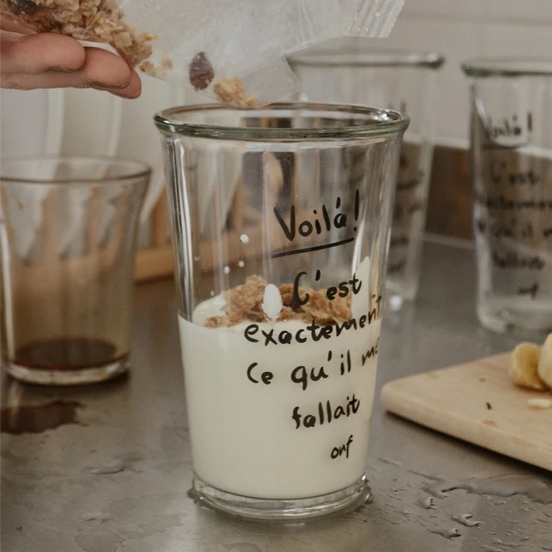Korean Ins Glass Cups Creative French Letters Print Coffee Breakfast Milk Drink Cup Transparent Insulated Glass Mug Office Cup
Korean Ins Glass Cups Creative French Letters Print Coffee Breakfast Milk Drink Cup Transparent Insulated Glass Mug Office Cup