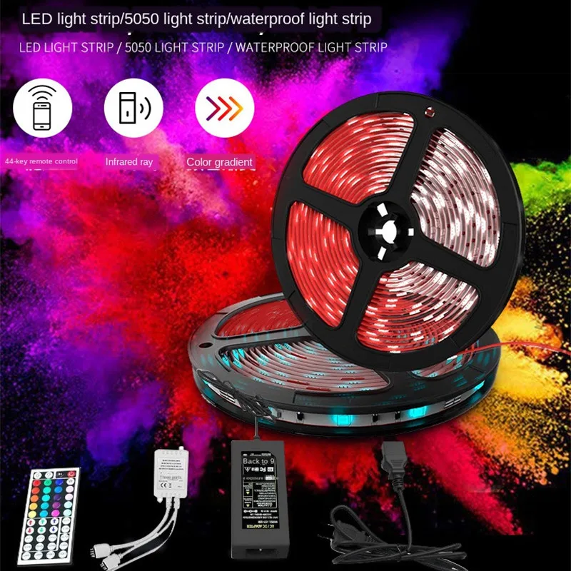 

12v Led Strip IR 44-key 5m 10m 15m 20m RGB Light SMD 5050 Flexible Neon Lamp Waterproof Tape 300LEDs/roll Decoration Lights