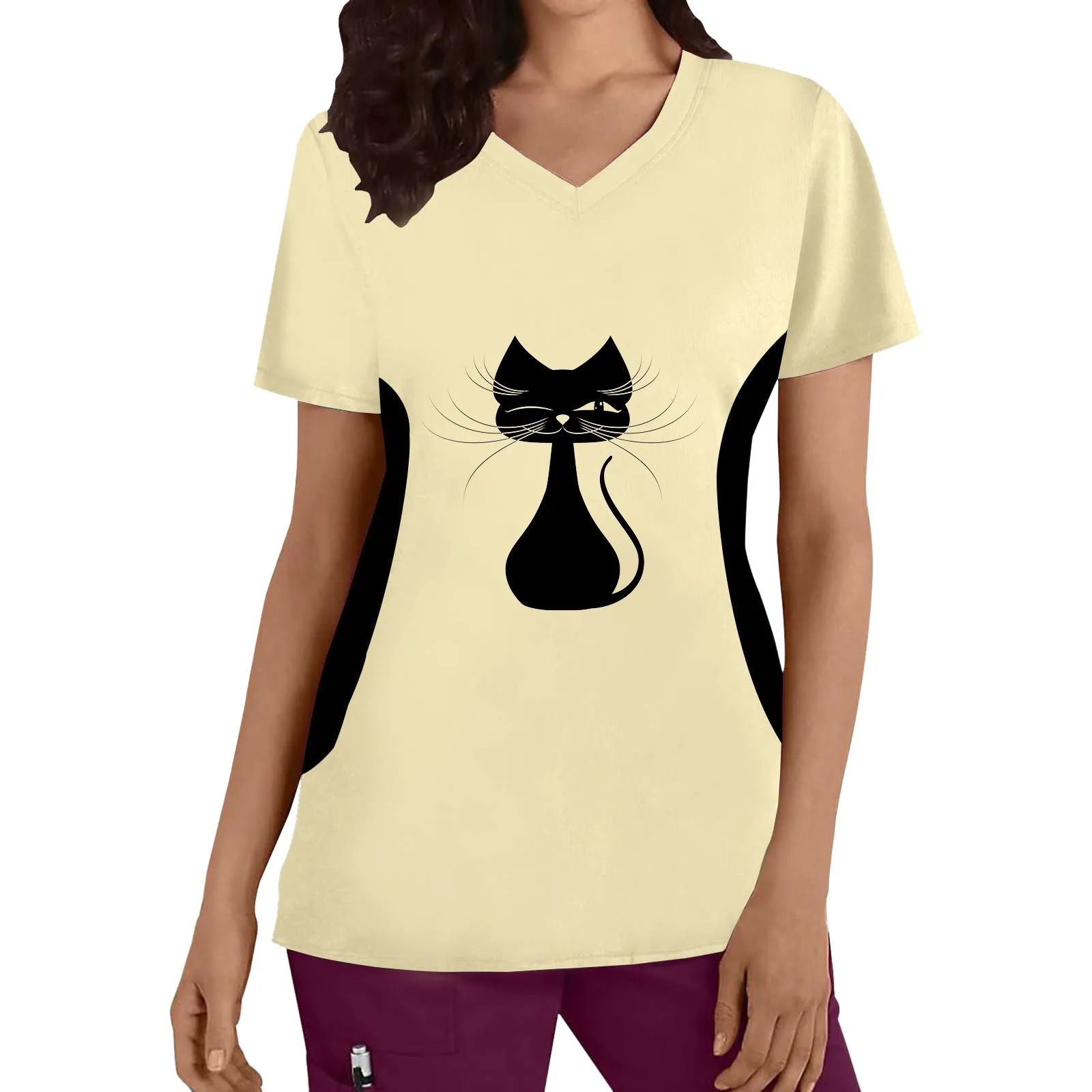 Womens Top V Neck Short Sleeved Cats Prints T Shirt Blouse Women Clothes 90s Vintage Retro Style Casual
Womens Top V Neck Short Sleeved Cats Prints T Shirt Blouse Women Clothes 90s Vintage Retro Style Casual