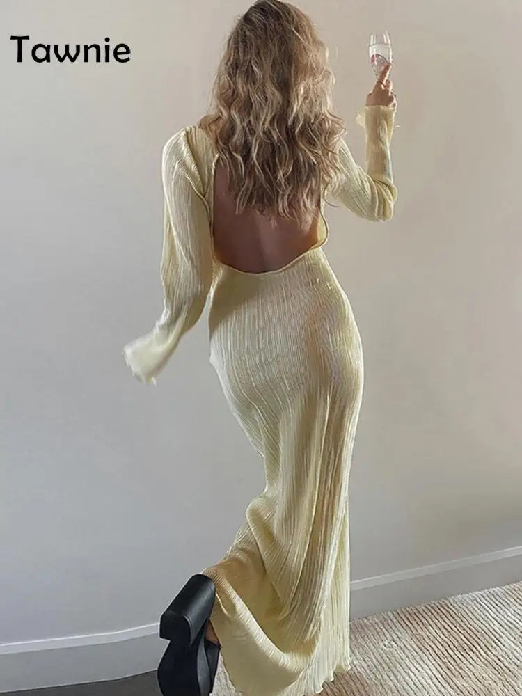 Tawnie 2022 Draped Ruched Backless Maxi Dress Women Sexy Long Sleeve Pleated Slit Party Club Dresses Elegant Outfit Casual
Tawnie 2022 Draped Ruched Backless Maxi Dress Women Sexy Long Sleeve Pleated Slit Party Club Dresses Elegant Outfit Casual