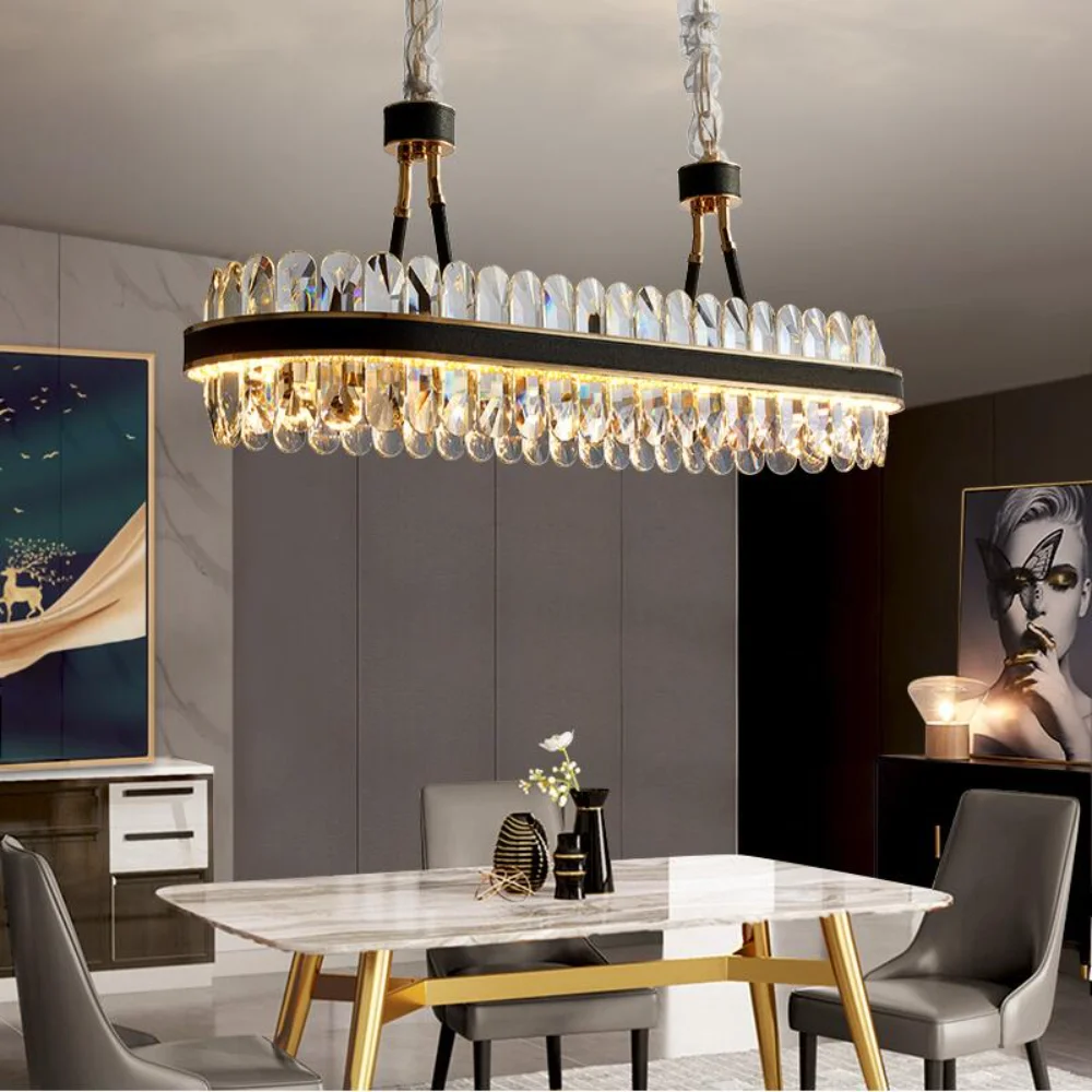 Modern LED kitchen chandelier rectangular crystal chandelier modern designer creative leather dining room lamp
Modern LED kitchen chandelier rectangular crystal chandelier modern designer creative leather dining room lamp