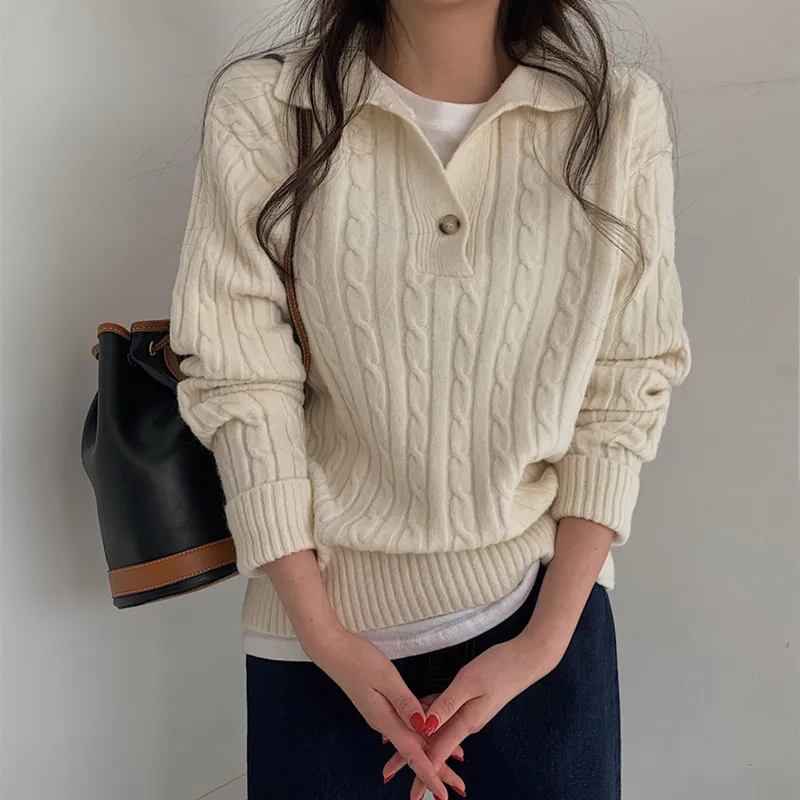 Vintage Knitted Sweater Pullover Women 2022 Autumn Winter Slim Women Sweater Coat Polo Collar Long Sleeve Jumper Sweaters 24098
Vintage Knitted Sweater Pullover Women 2022 Autumn Winter Slim Women Sweater Coat Polo Collar Long Sleeve Jumper Sweaters 24098