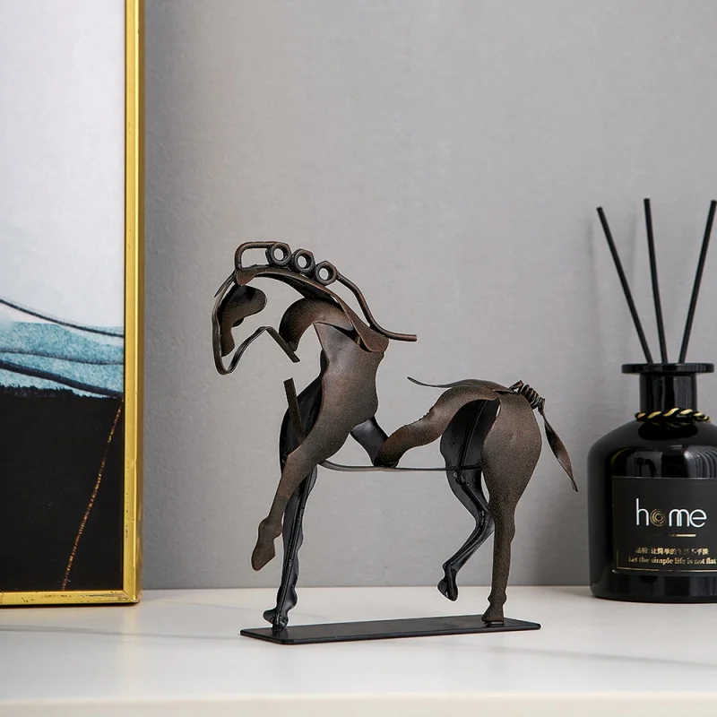 

Abstract animal Decorative Statue Nordic Simple Metal Black Lines horse Sculpture Ornaments Iron Art Home Decoration Crafts Gift