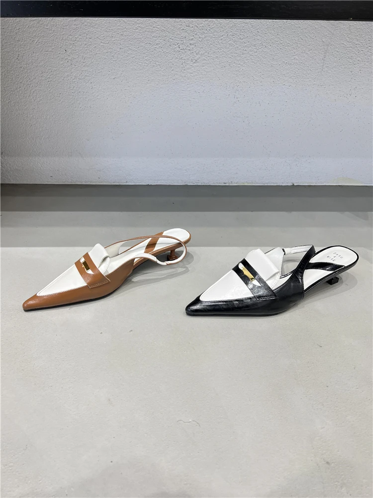 Fashion Women Sandals Pointed Toe Mixed Color Black Brown Dress Sandals Back Strap Thin Mid Heels Elegant Slides Mules Shoes 39
Fashion Women Sandals Pointed Toe Mixed Color Black Brown Dress Sandals Back Strap Thin Mid Heels Elegant Slides Mules Shoes 39