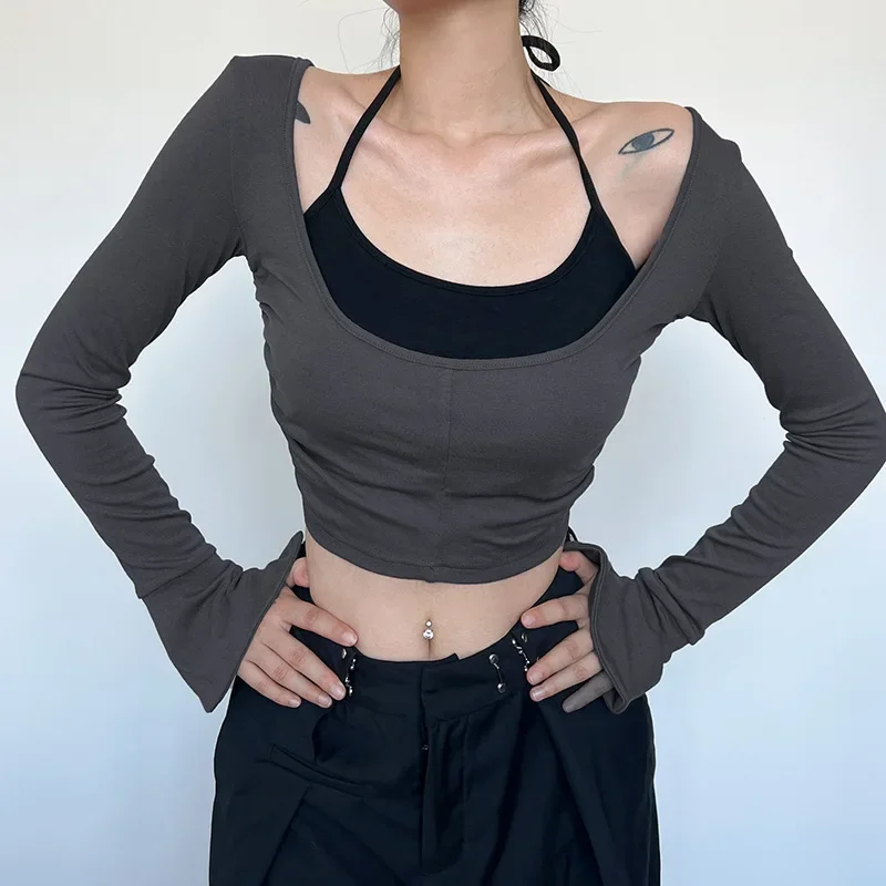 Sexy Off Shoulder Two Piece Set with Strap Hanging Neck Tank Top with Pleated Flare Sleeves Slim Fit Bottom Top
Sexy Off Shoulder Two Piece Set with Strap Hanging Neck Tank Top with Pleated Flare Sleeves Slim Fit Bottom Top