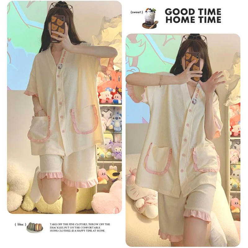 New Kitty Kuromi Pajamas Women's Summer 2023 Cotton Short Sleeve Home Furnishing Sanrio Home Suit Thin Fit Cartoon Comfort Set
New Kitty Kuromi Pajamas Women's Summer 2023 Cotton Short Sleeve Home Furnishing Sanrio Home Suit Thin Fit Cartoon Comfort Set