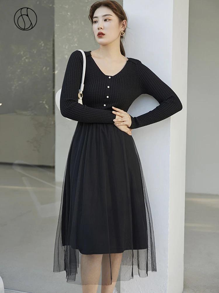 DUSHU Plus Size Slim Black Long Tulle Dress Women Long Sleeve Knitted Sweater Dress Vintage V Neck Autumn Winter Sexy Dress 2020
DUSHU Plus Size Slim Black Long Tulle Dress Women Long Sleeve Knitted Sweater Dress Vintage V Neck Autumn Winter Sexy Dress 2020