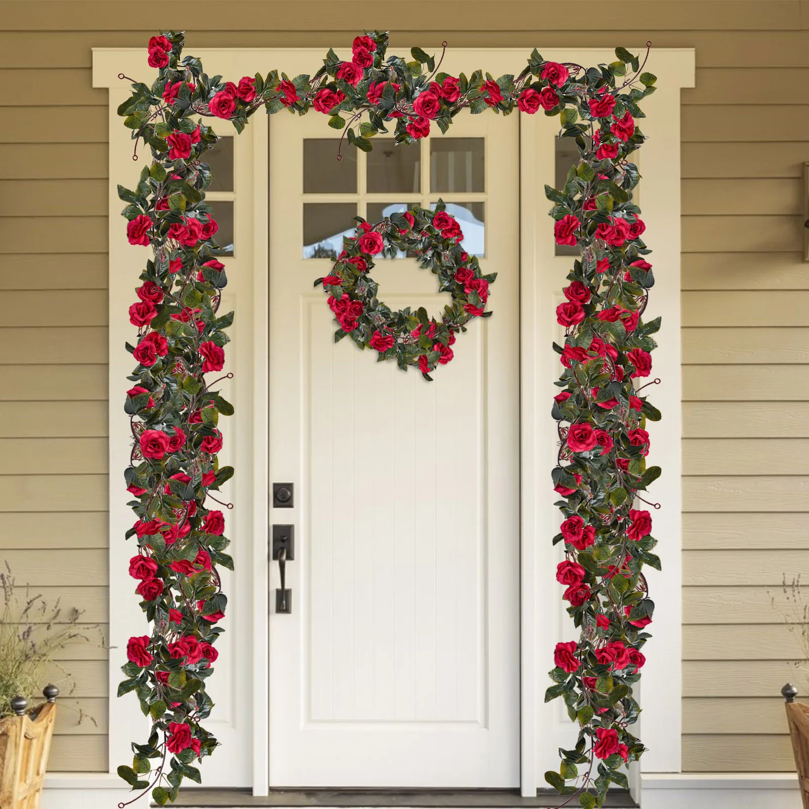 210cm Rose Artificial Flowers Christmas Garland For Wedding Home Room Decoration Spring Autumn Garden Arch Diy Fake Plant Vine
210cm Rose Artificial Flowers Christmas Garland For Wedding Home Room Decoration Spring Autumn Garden Arch Diy Fake Plant Vine