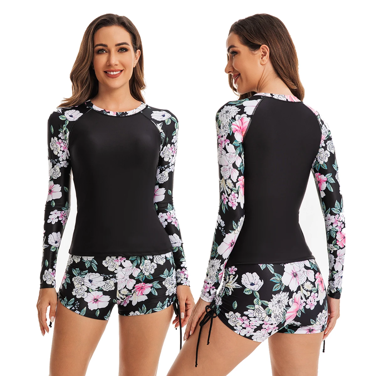 Rash Guard For Women, 2 Piece - Long Sleeve Swimsuits UV Sun Protect Swim Shirt With Pads Full Zip + Boy Shorts Floral Printed
Rash Guard For Women, 2 Piece - Long Sleeve Swimsuits UV Sun Protect Swim Shirt With Pads Full Zip + Boy Shorts Floral Printed
